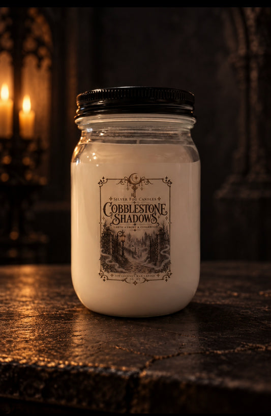 16 oz Mason Jar Candle ~ Cobblestone Shadows