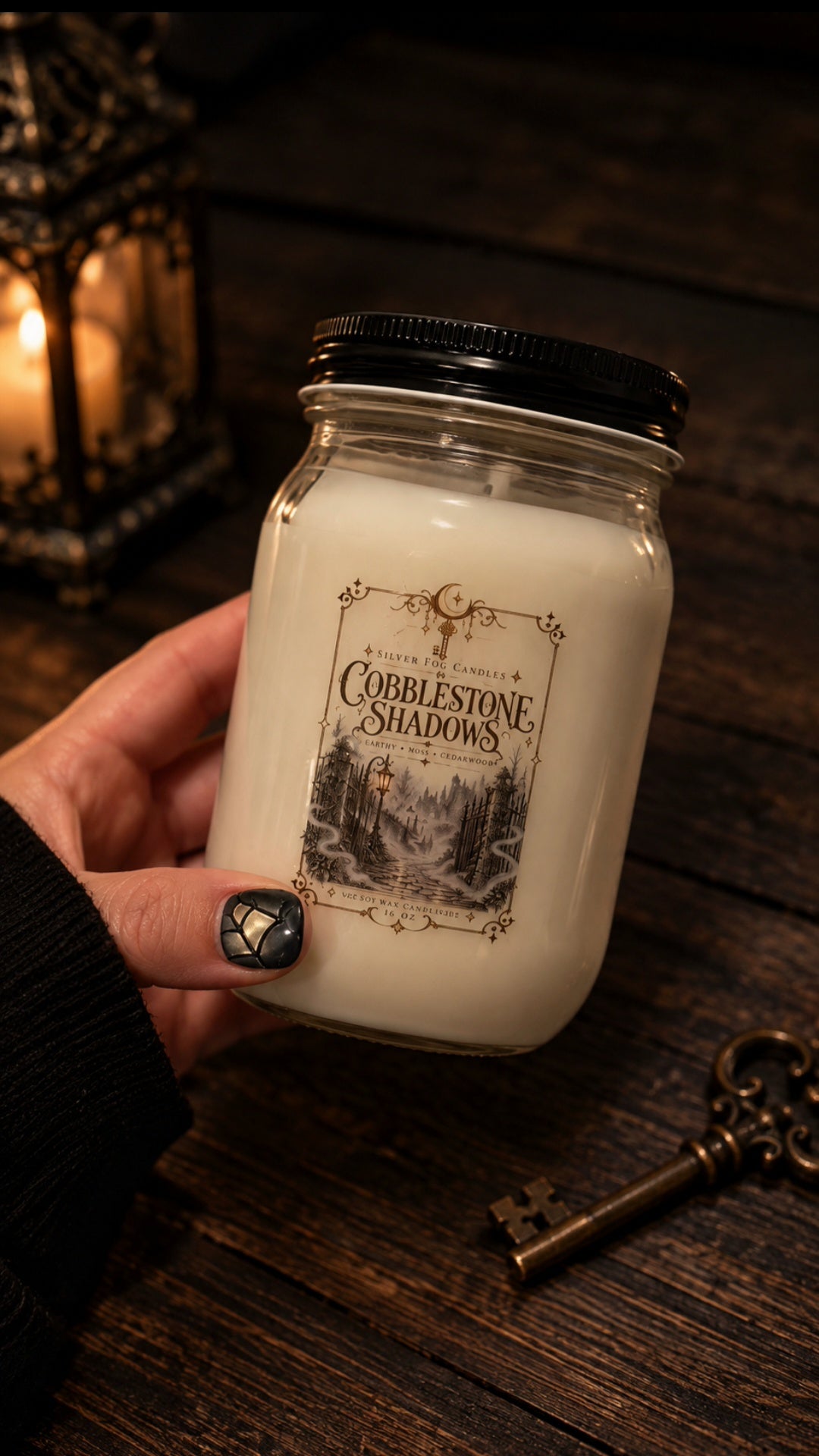 16 oz Mason Jar Candle ~ Cobblestone Shadows
