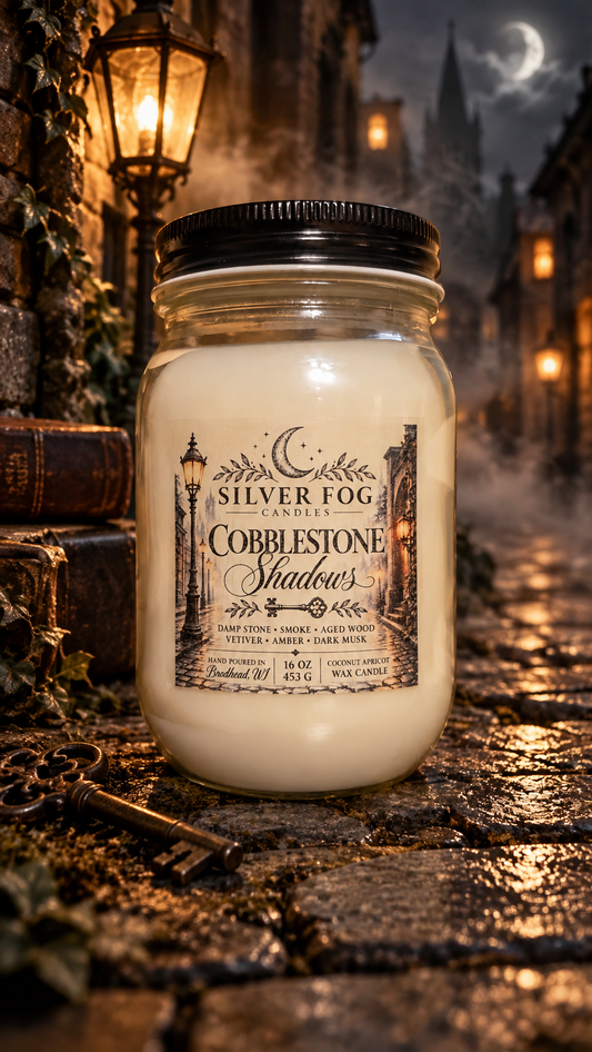 16 oz Mason Jar Candle ~ Cobblestone Shadows