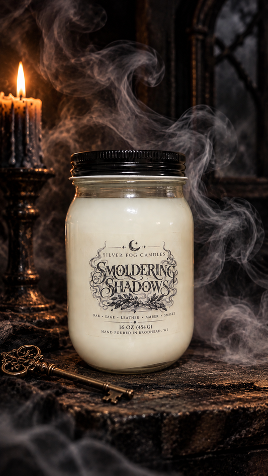 16 oz Mason Jar Candle ~ Smoldering Shadows