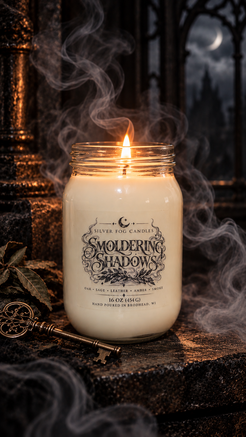 16 oz Mason Jar Candle ~ Smoldering Shadows
