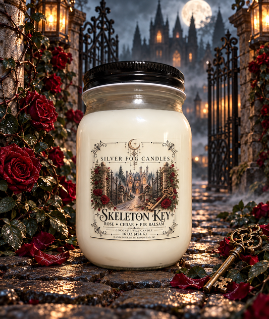 16 oz Mason Jar Candle ~ Skeleton Key