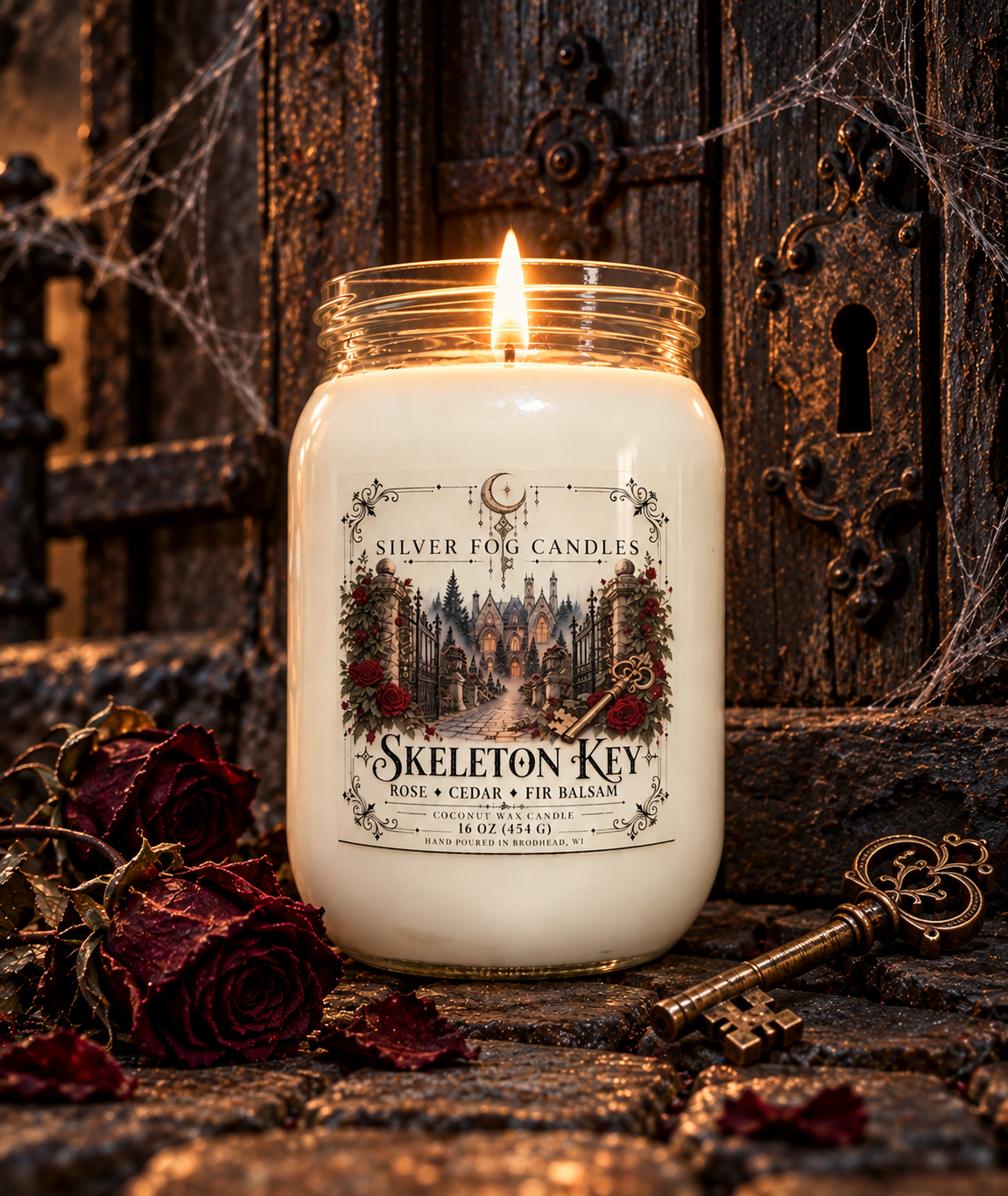 16 oz Mason Jar Candle ~ Skeleton Key