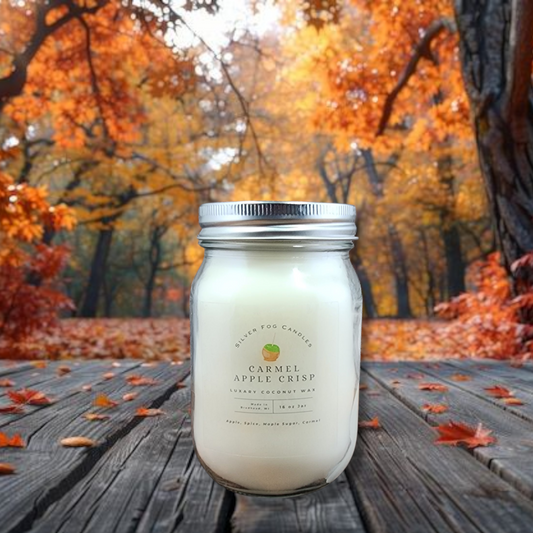 16 oz Mason Jar Candle ~ Carmel Apple Crisp